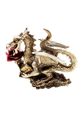 Rawcliffe Pewter Graduation Dragon R11076 1991 Swarovski Fantasy Magic Rose RPG